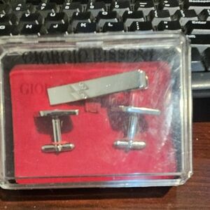Giorgio Bissoni cufflinks and tie clip set